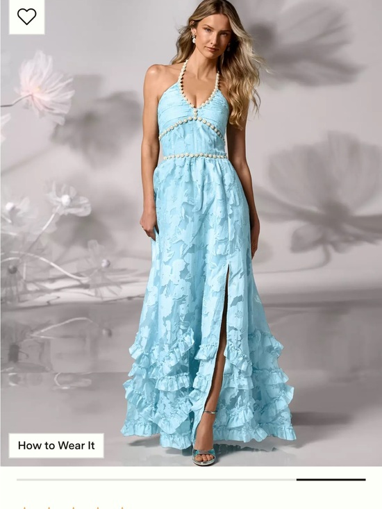 Boston Proper Dresses & Skirts - Boston Proper Powder Blue Halter Ruffle Maxi Dress